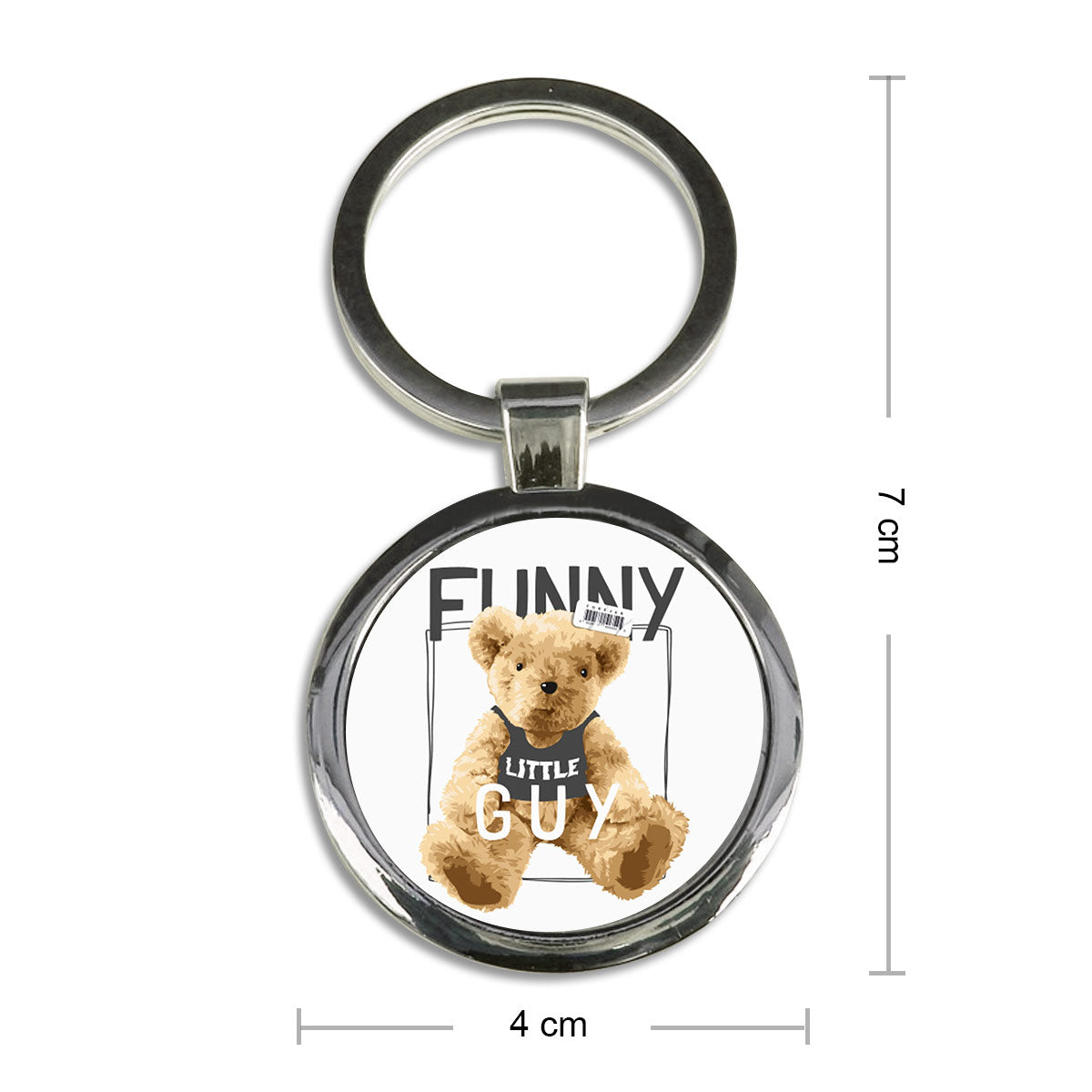 Funny Little Guy Round Metal Keychain-2