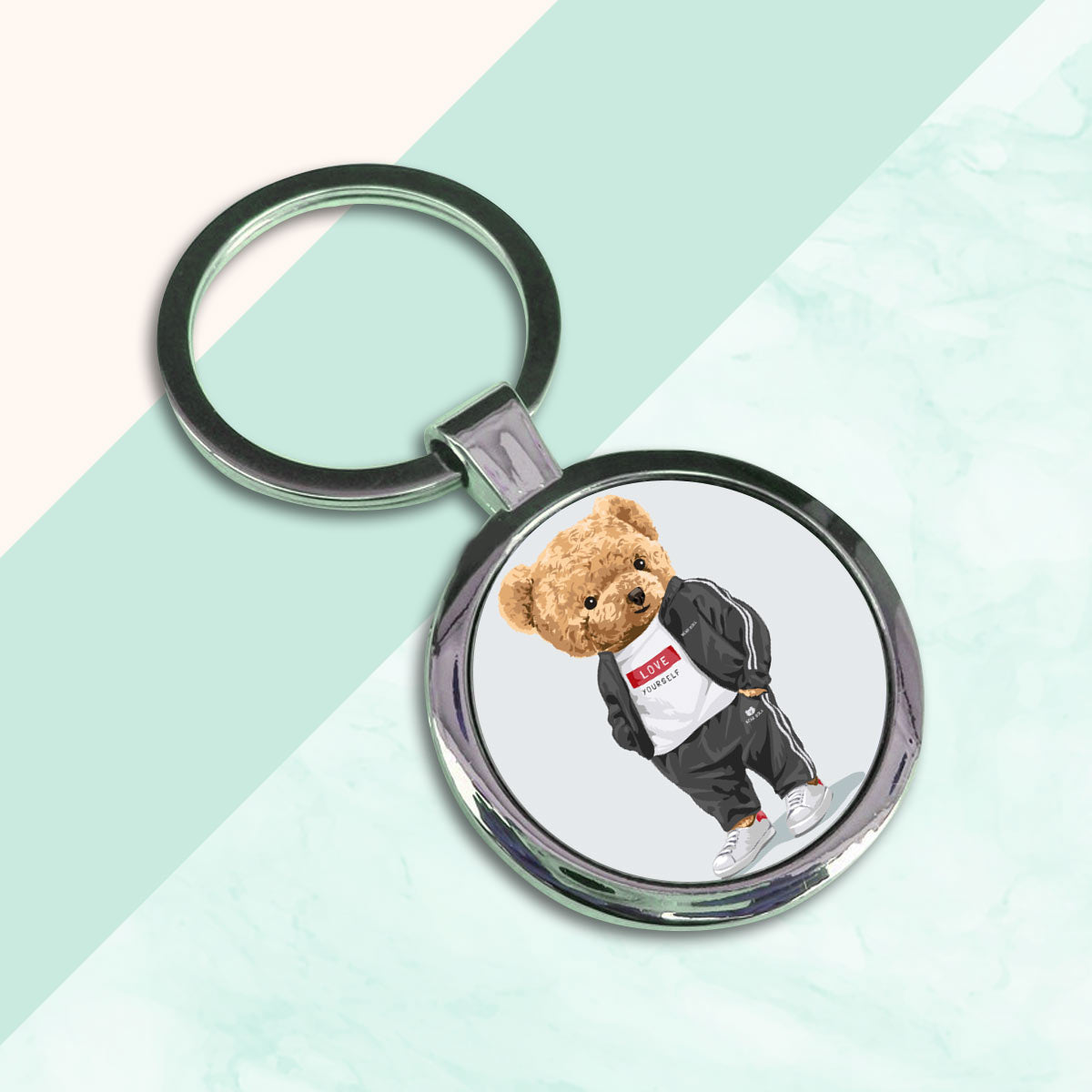 Love Yourself Round Metal Keychain-6