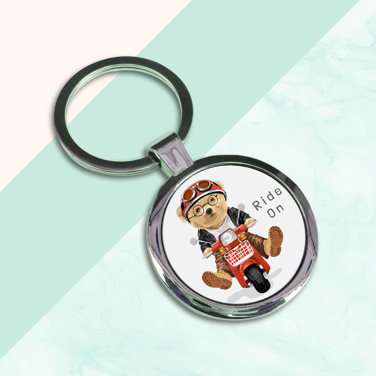 Ride On Round Metal Keychain-6