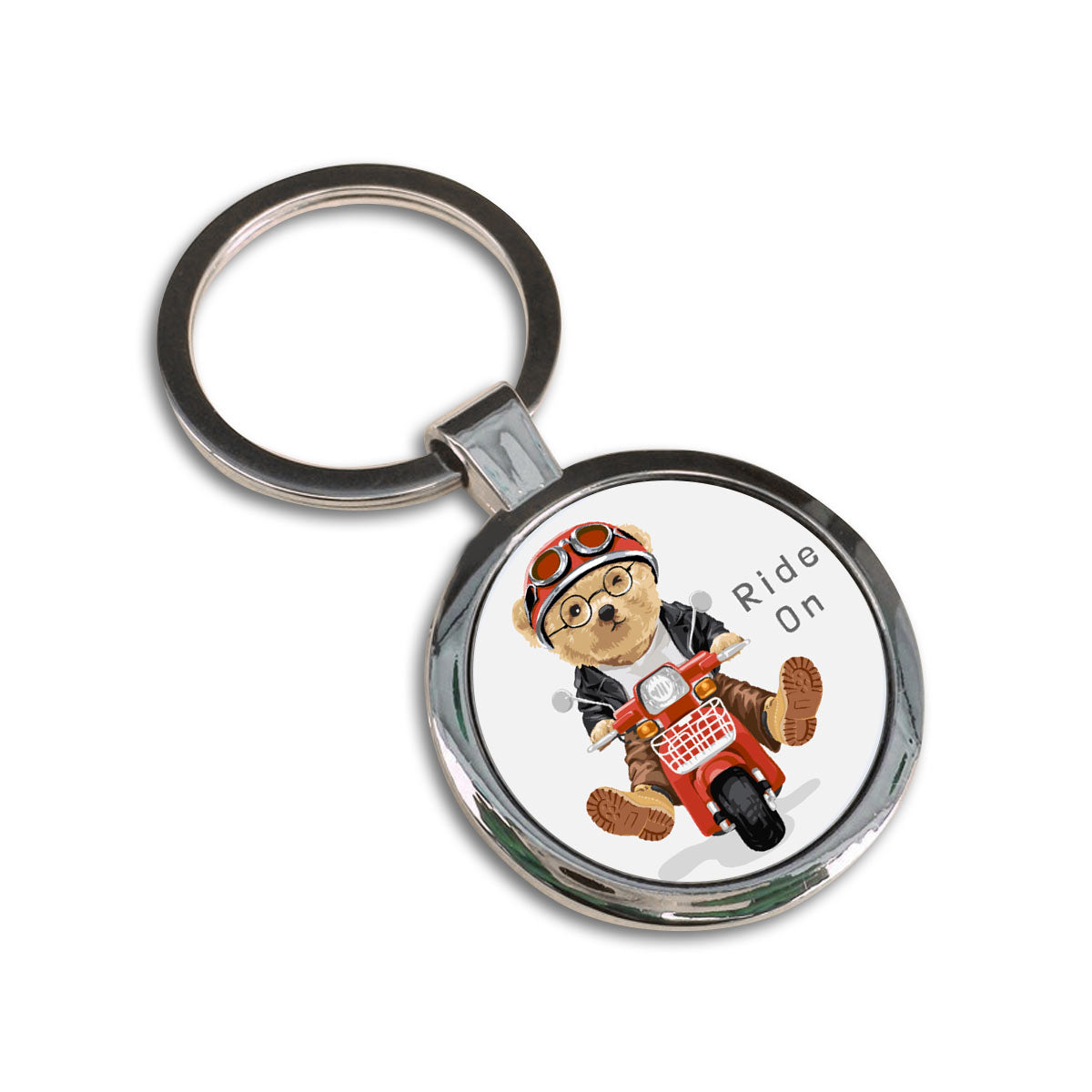 Ride On Round Metal Keychain-5