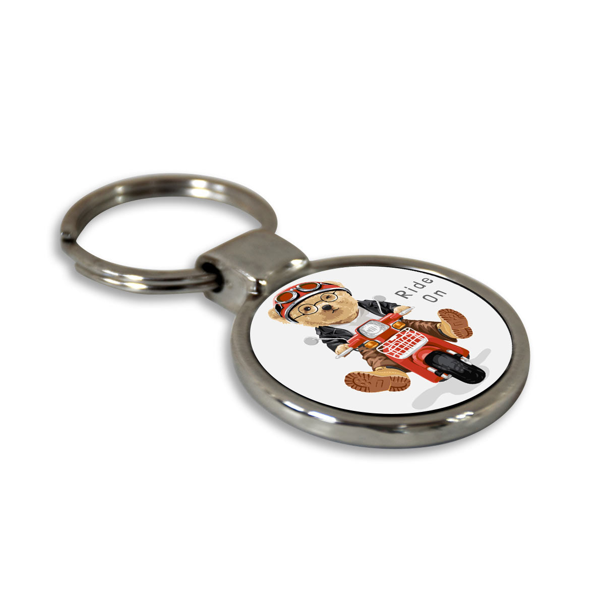 Ride On Round Metal Keychain-4