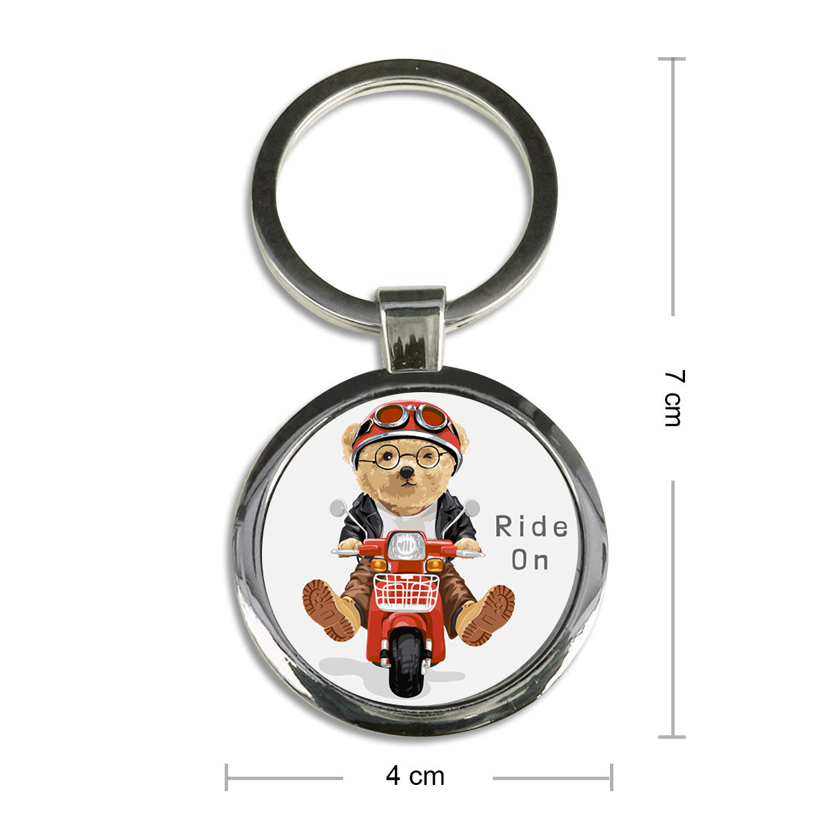 Ride On Round Metal Keychain-2
