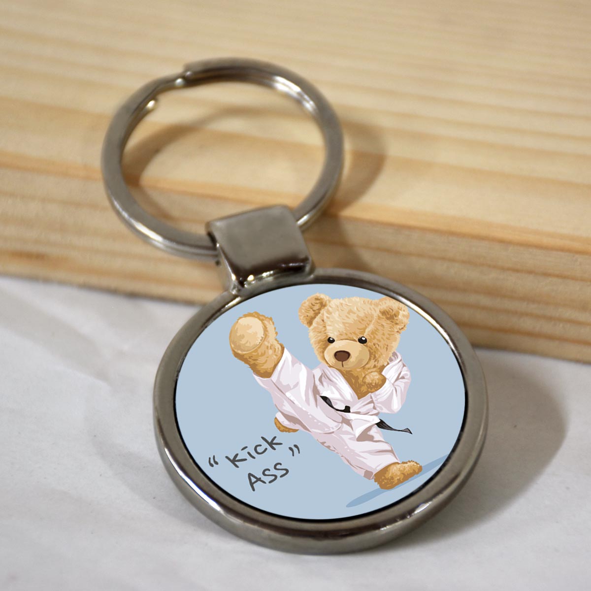 Kick Ass Round Metal Keychain-1