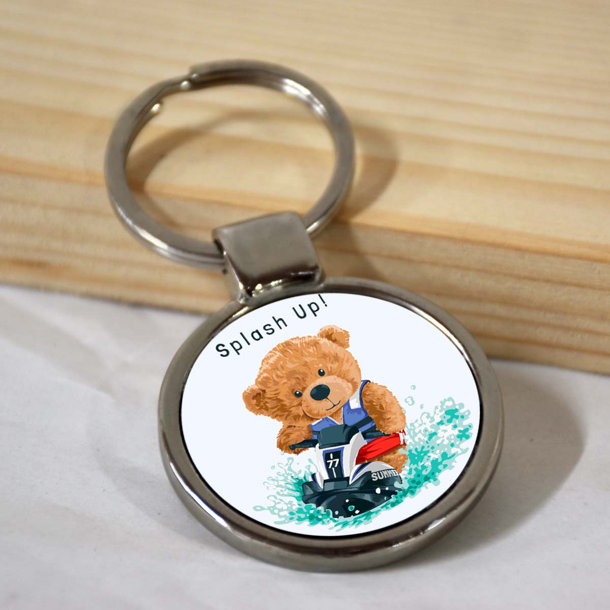 Splash Up Round Metal Keychain-1