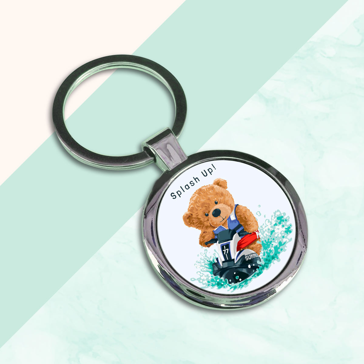 Splash Up Round Metal Keychain-6
