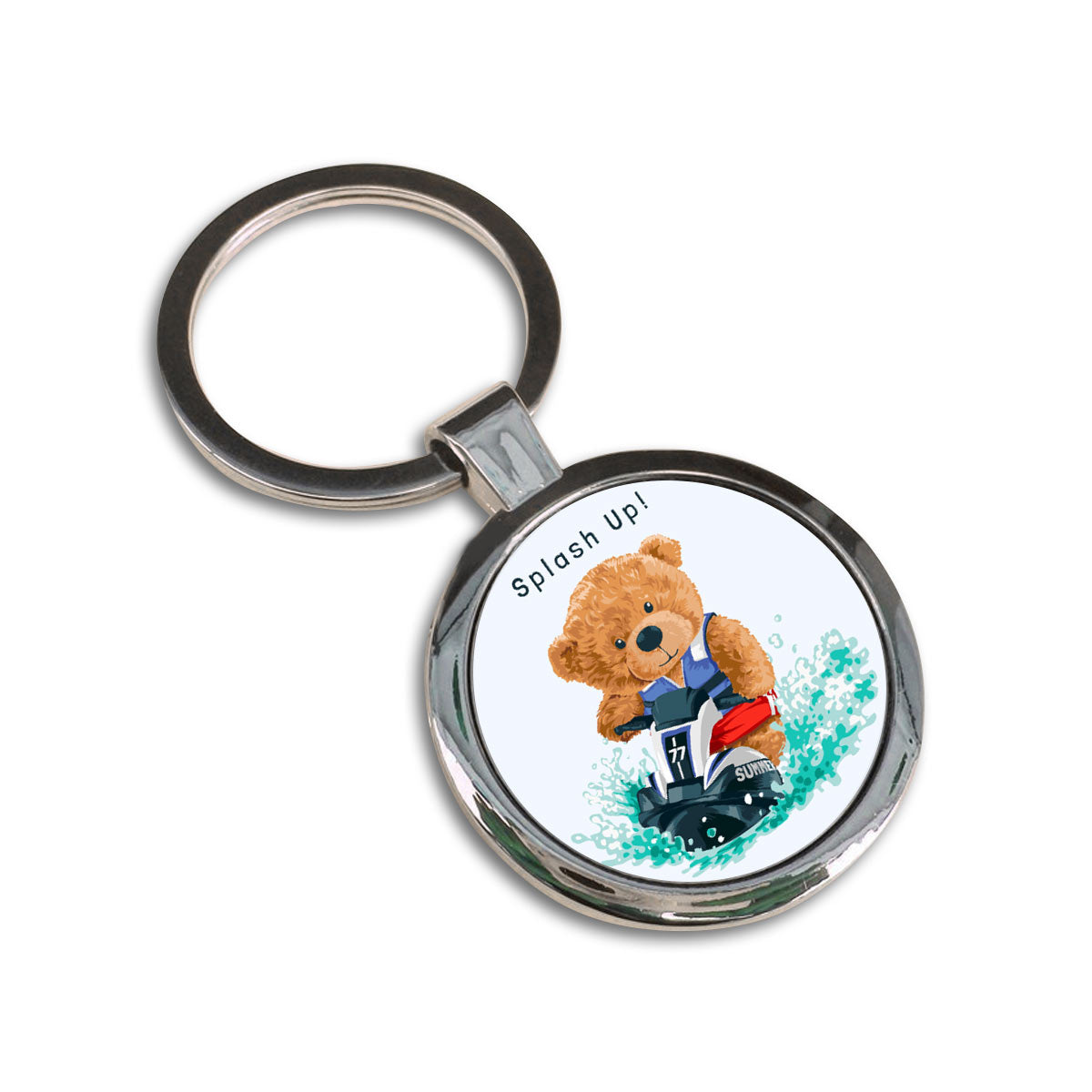 Splash Up Round Metal Keychain-5