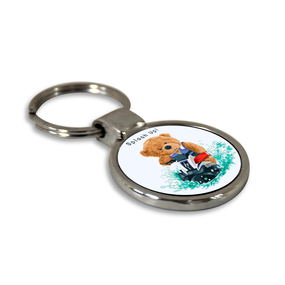 Splash Up Round Metal Keychain-4