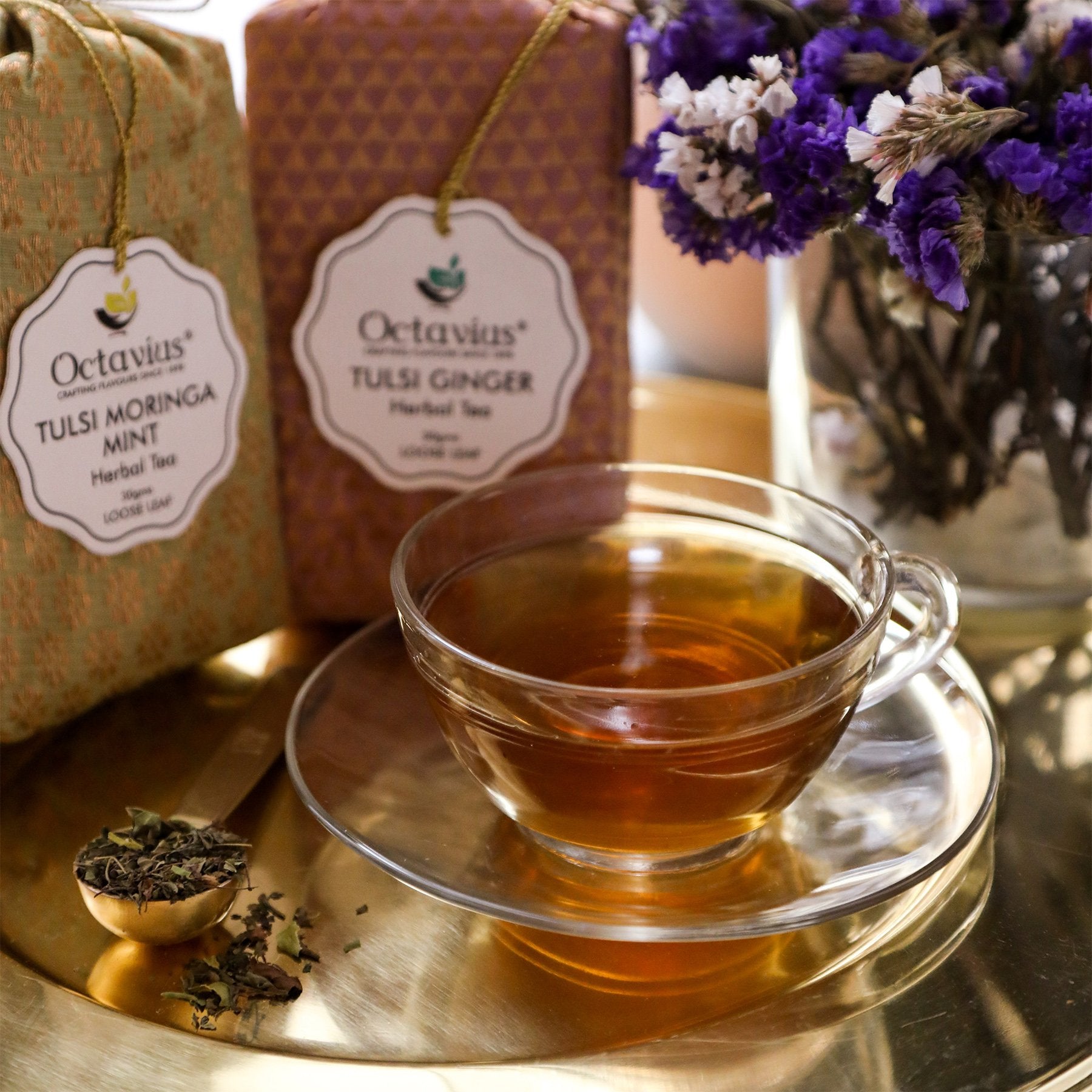 Assortment of 2 Caffeine Free Tisanes- Festive Collection (Tulsi Moringa Mint, Tulsi Ginger)-4