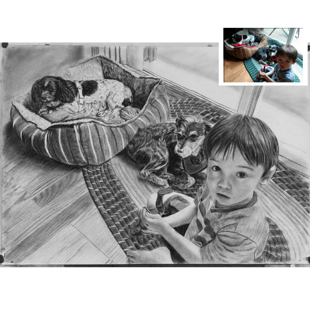 Baby Charcoal Drawing From Photo