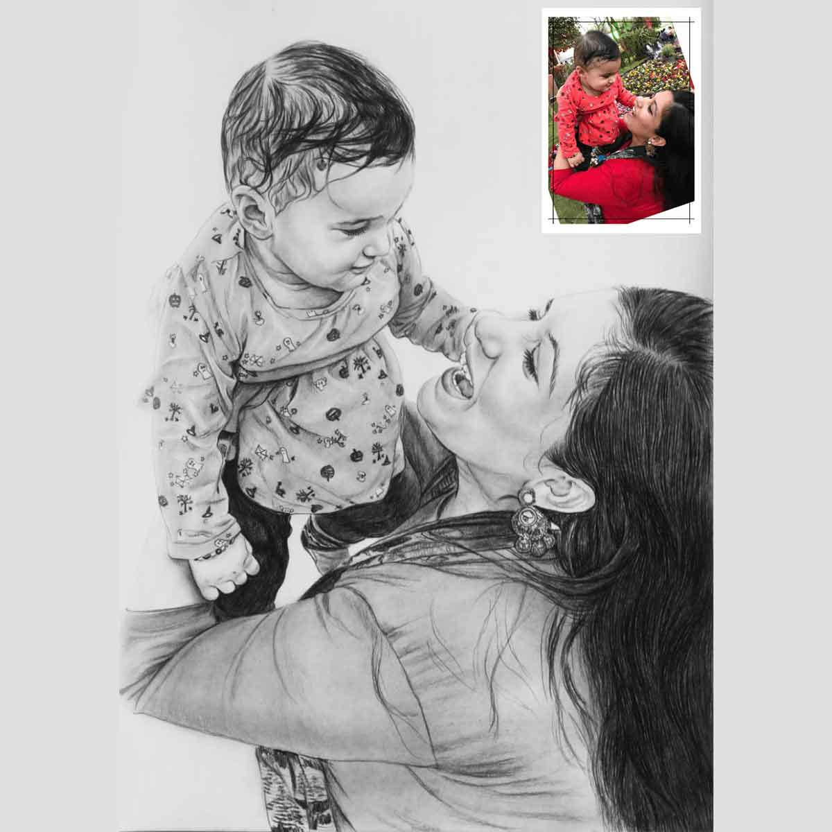 Baby Charcoal Drawing From Photo-4