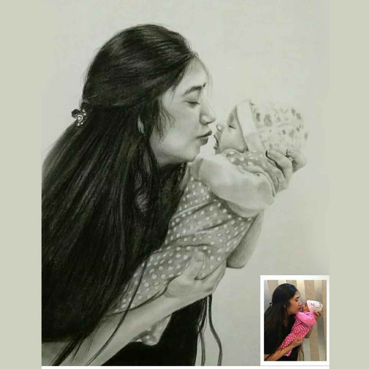 Baby Charcoal Drawing From Photo-3