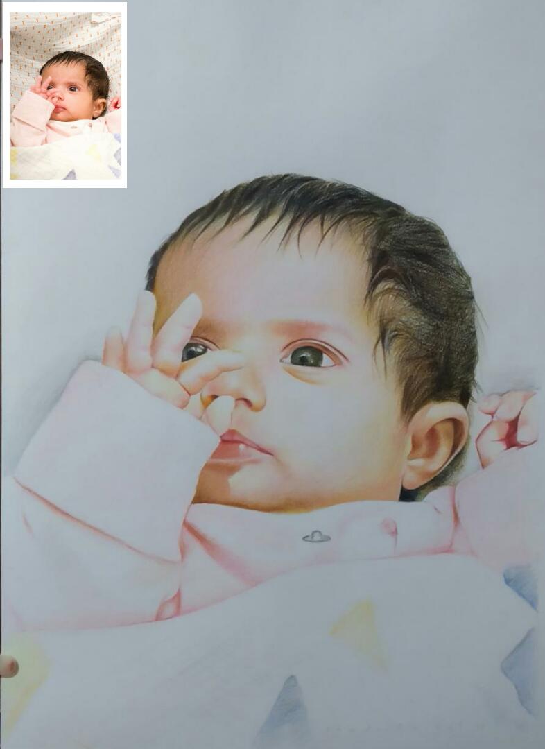 Baby Pencil-Color Drawing From Photo