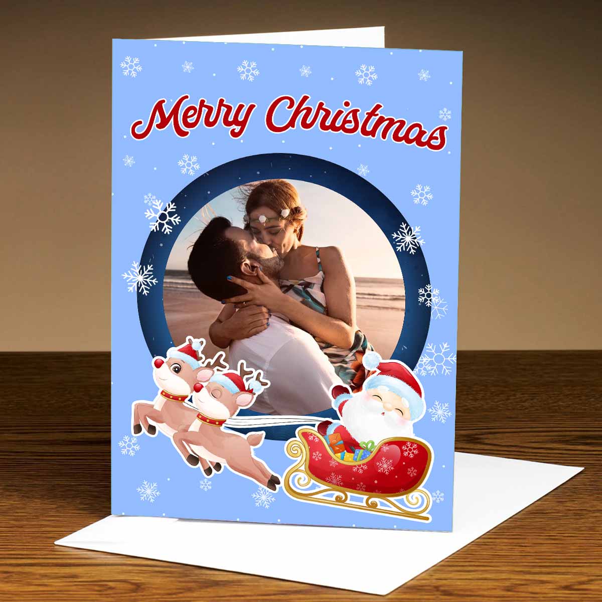 Personalised Santa Sleigh Christmas card-1