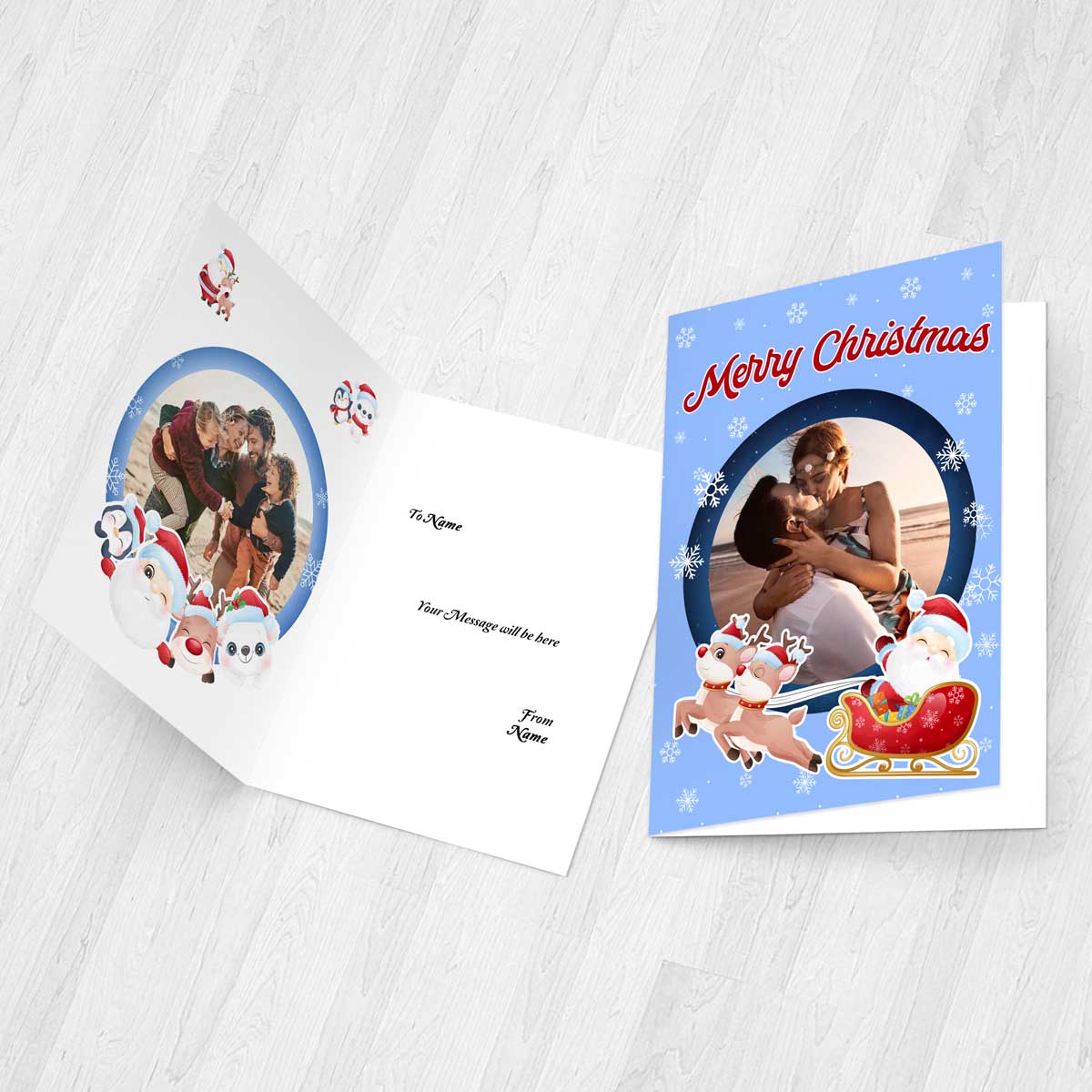 Personalised Santa Sleigh Christmas card-3