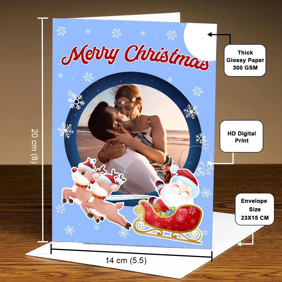 Personalised Santa Sleigh Christmas card-4