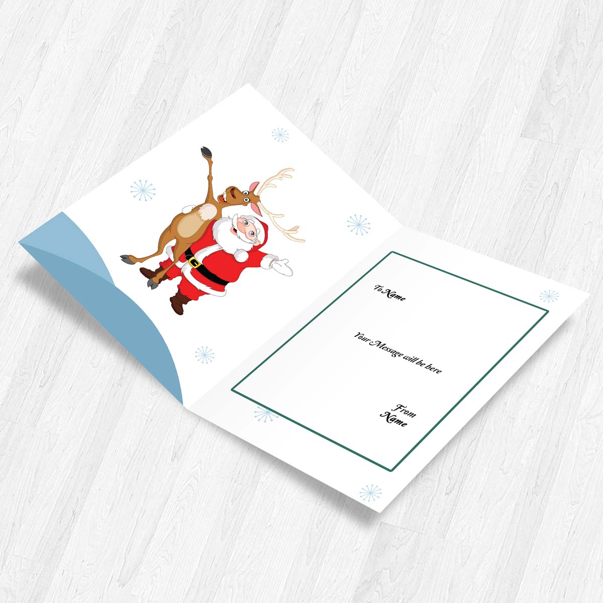 Personalised Rudolph & Santa Dance Christmas Card-2