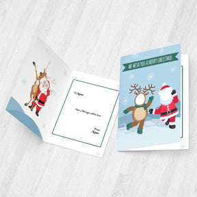 Personalised Rudolph & Santa Dance Christmas Card