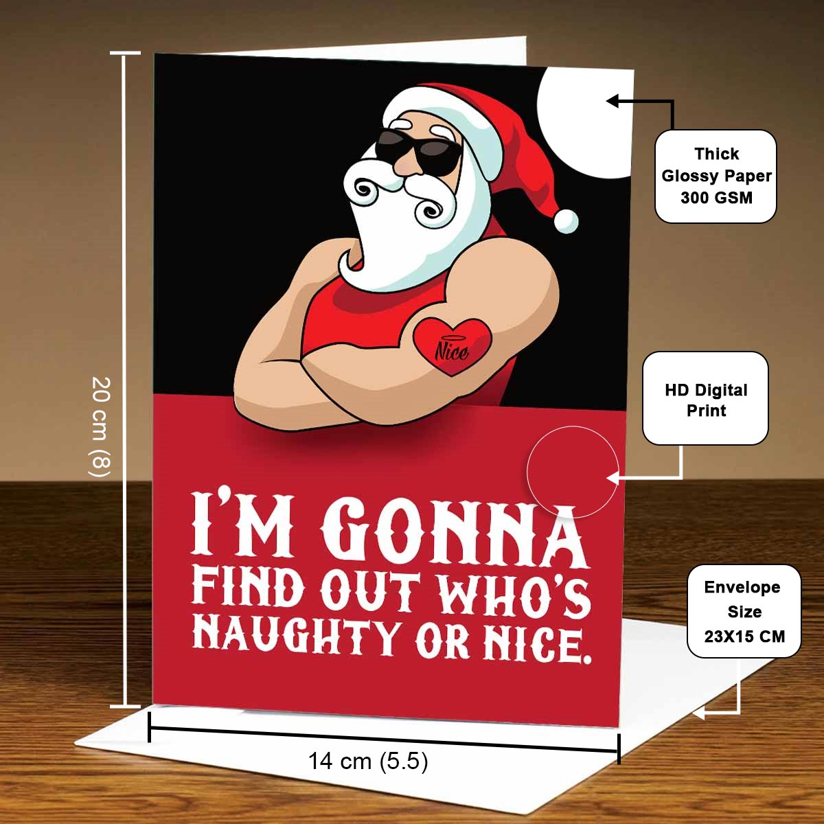 Personalised Santa Knows What You Did This Year Christmas Mirror Card