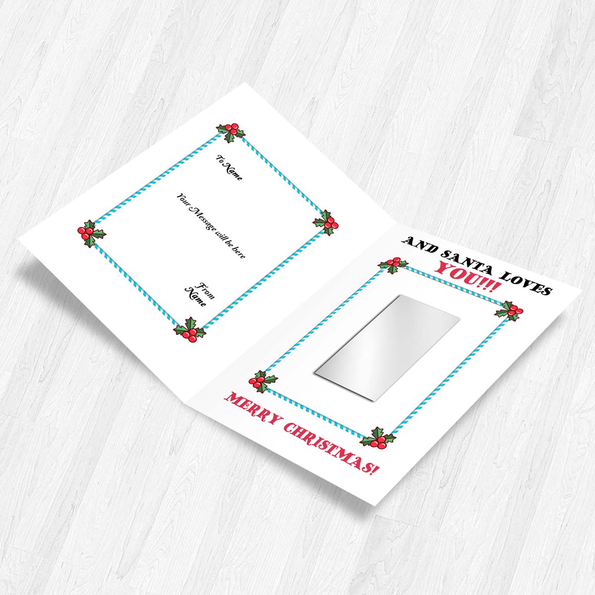 Personalised Who Does Santa Love Christmas Wishes Mirror Greeting Card-4