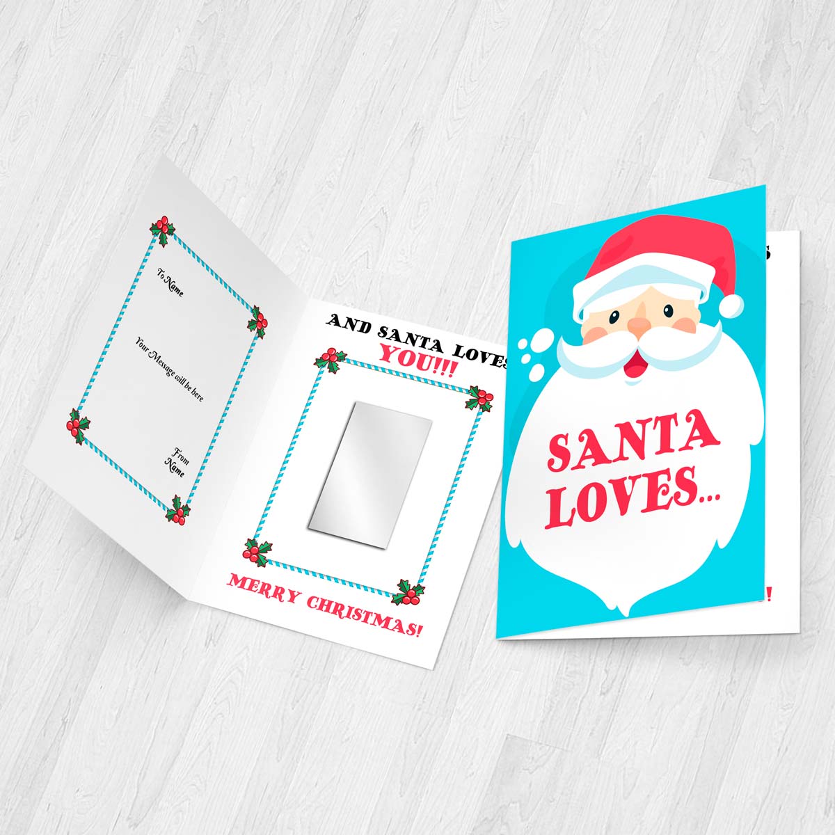 Personalised Who Does Santa Love Christmas Wishes Mirror Greeting Card-3
