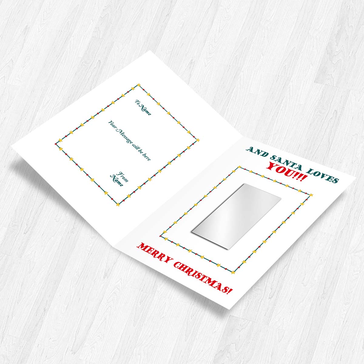 Personalised Santa Loves? Christmas Wishes Mirror Greeting Card-2