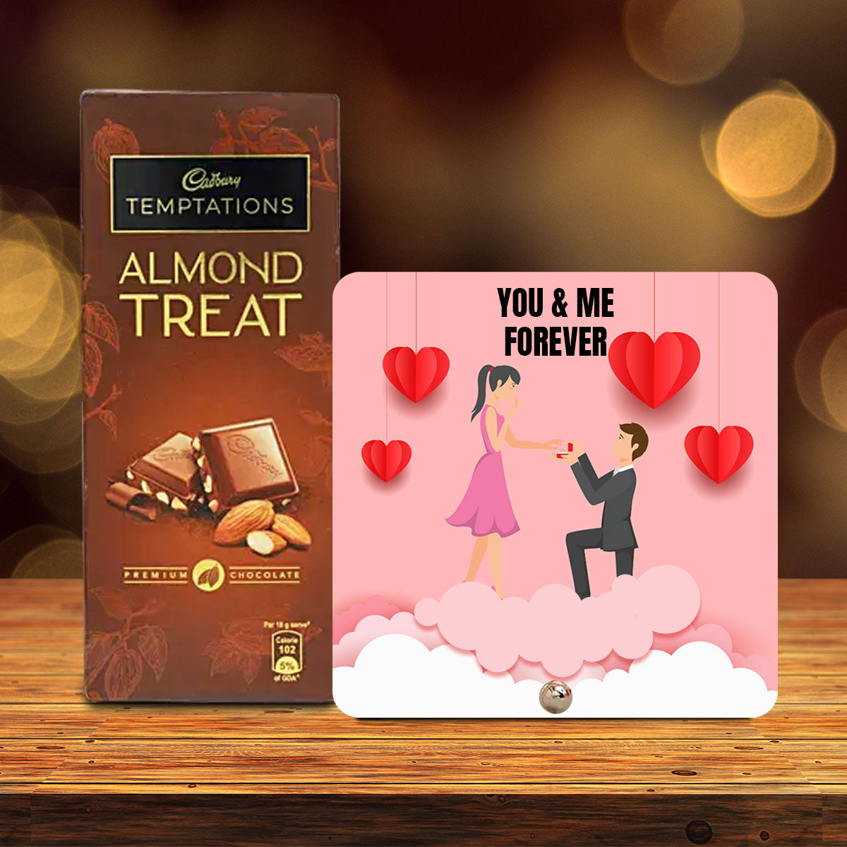 You and Me Forever Keepsake with Cadbury Almond Treat Gift Hamper-1