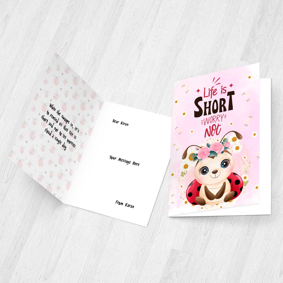 Personalised Why Worry Good Luck Card