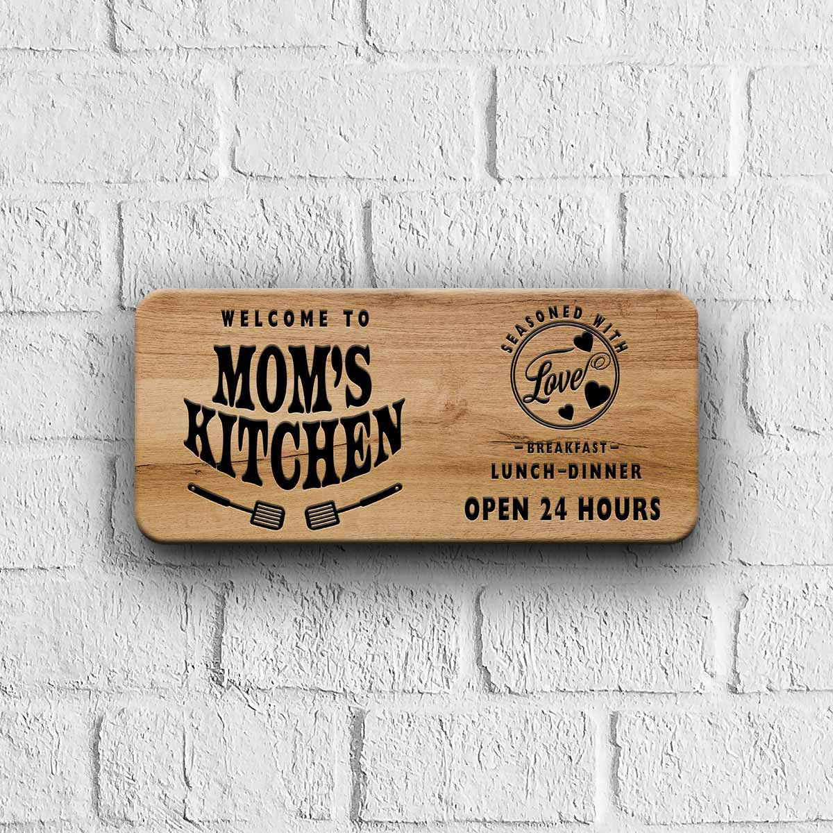 Mom's Kitchen- Seasoned with Love Door Sign-1
