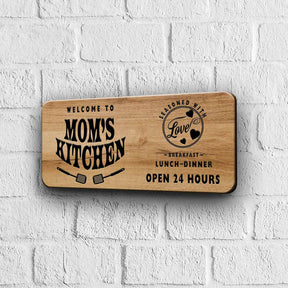 Mom's Kitchen- Seasoned with Love Door Sign