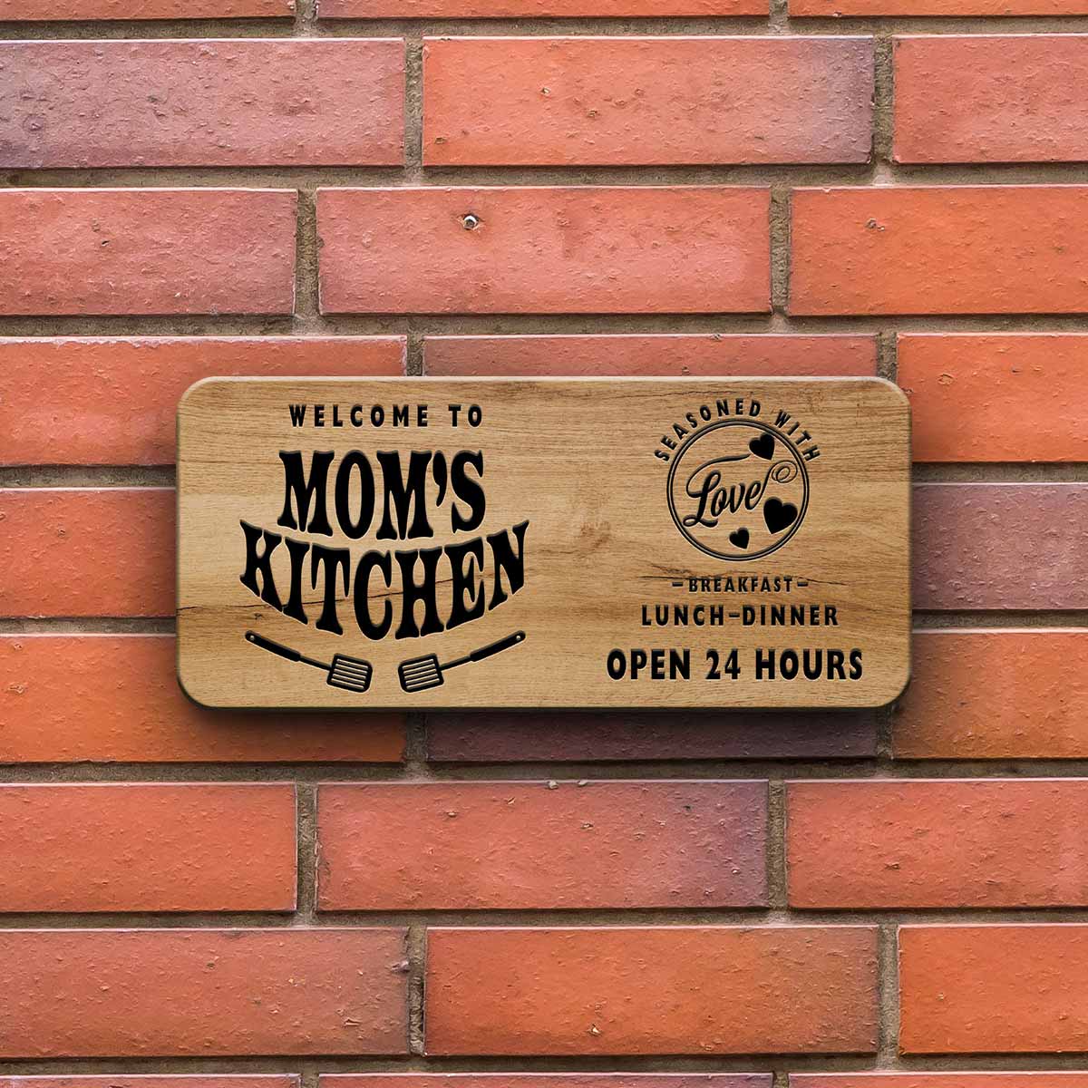 Mom's Kitchen- Seasoned with Love Door Sign