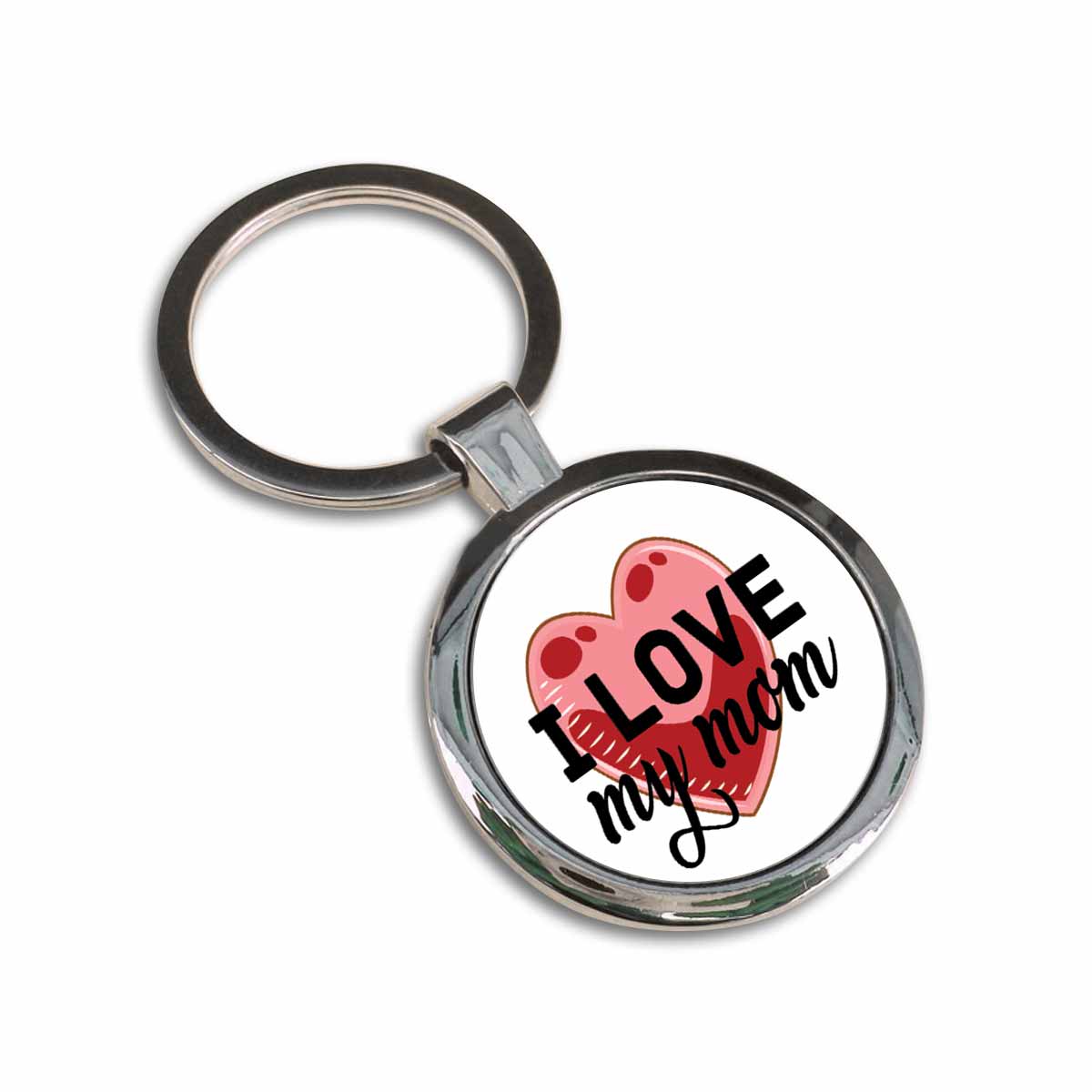 I Love My Mom Round Metal Keychain-4