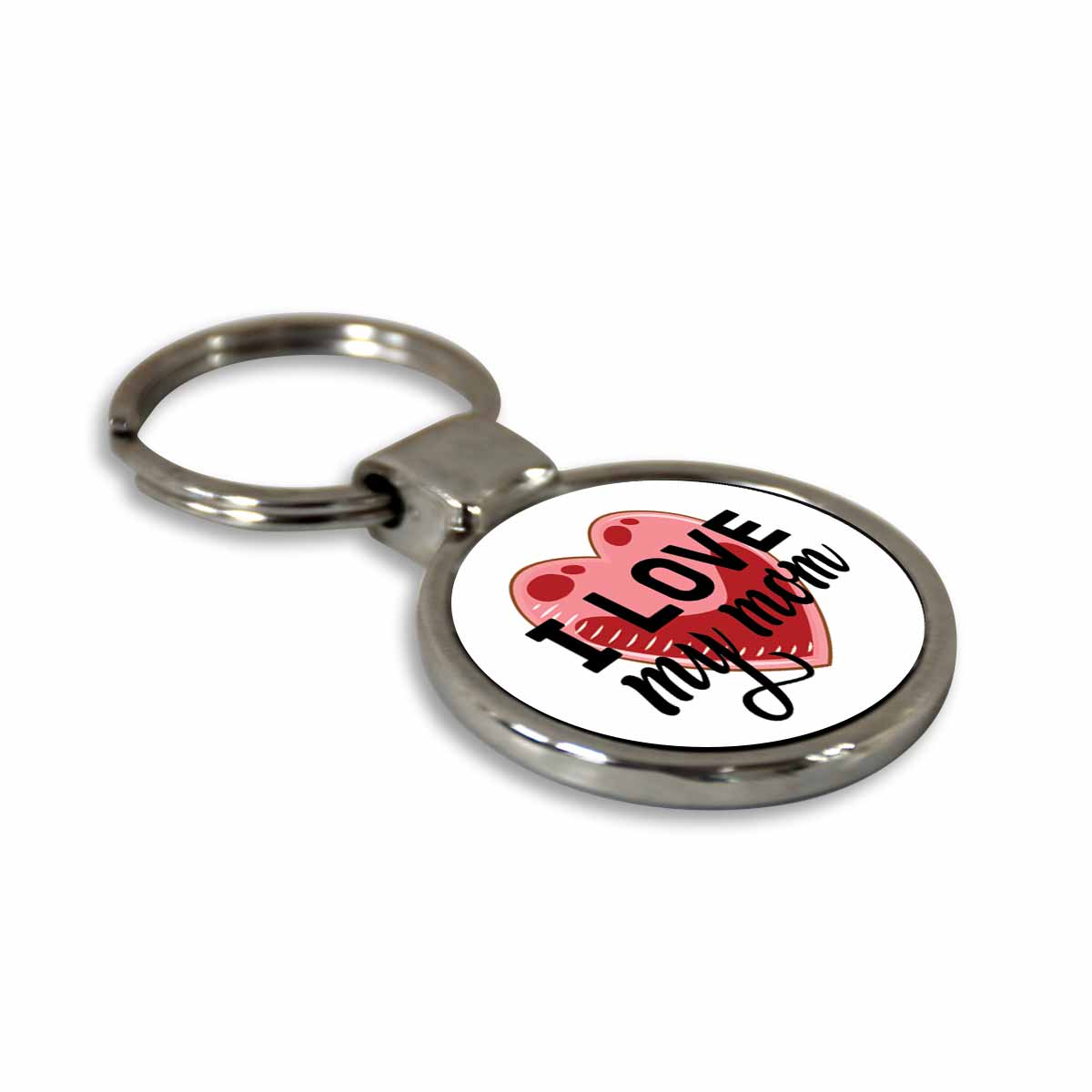 I Love My Mom Round Metal Keychain-5