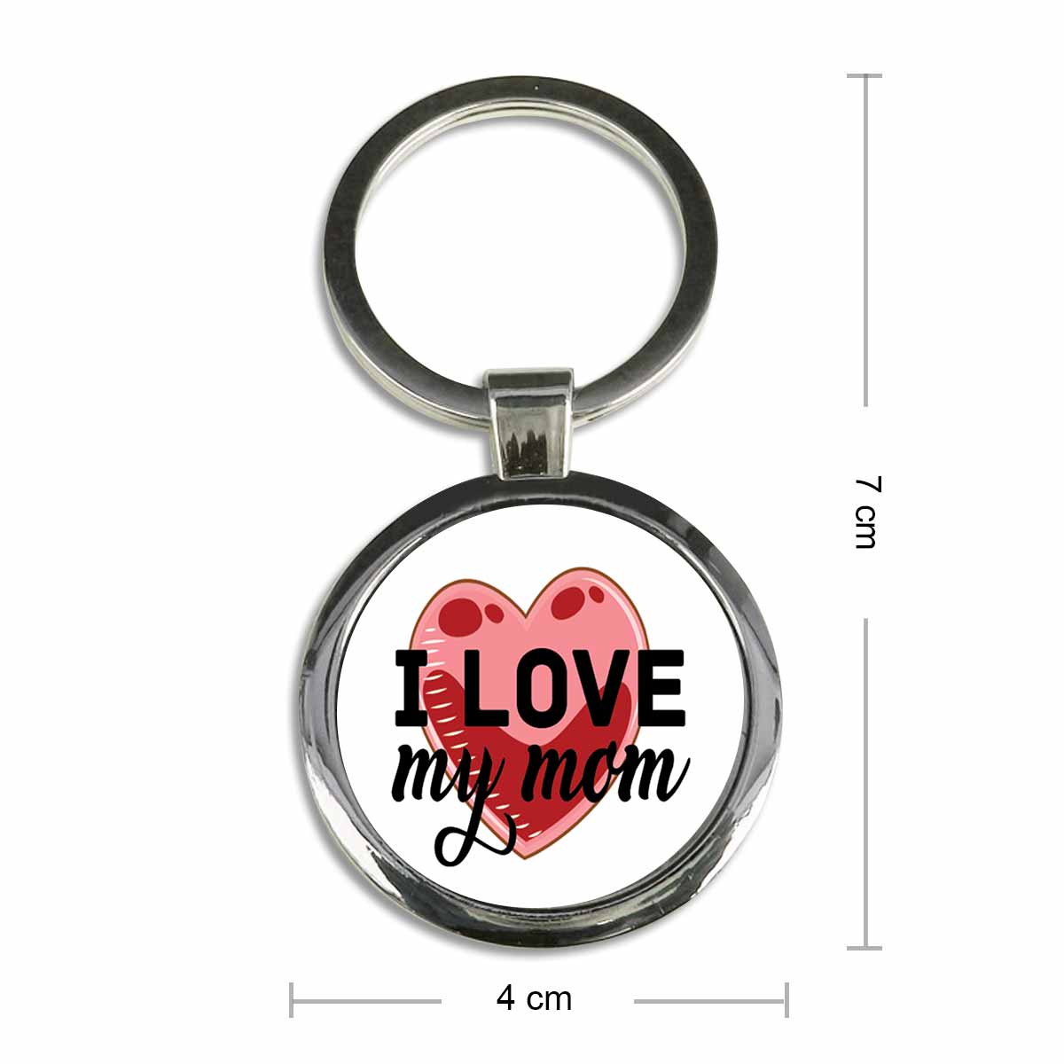I Love My Mom Round Metal Keychain-6