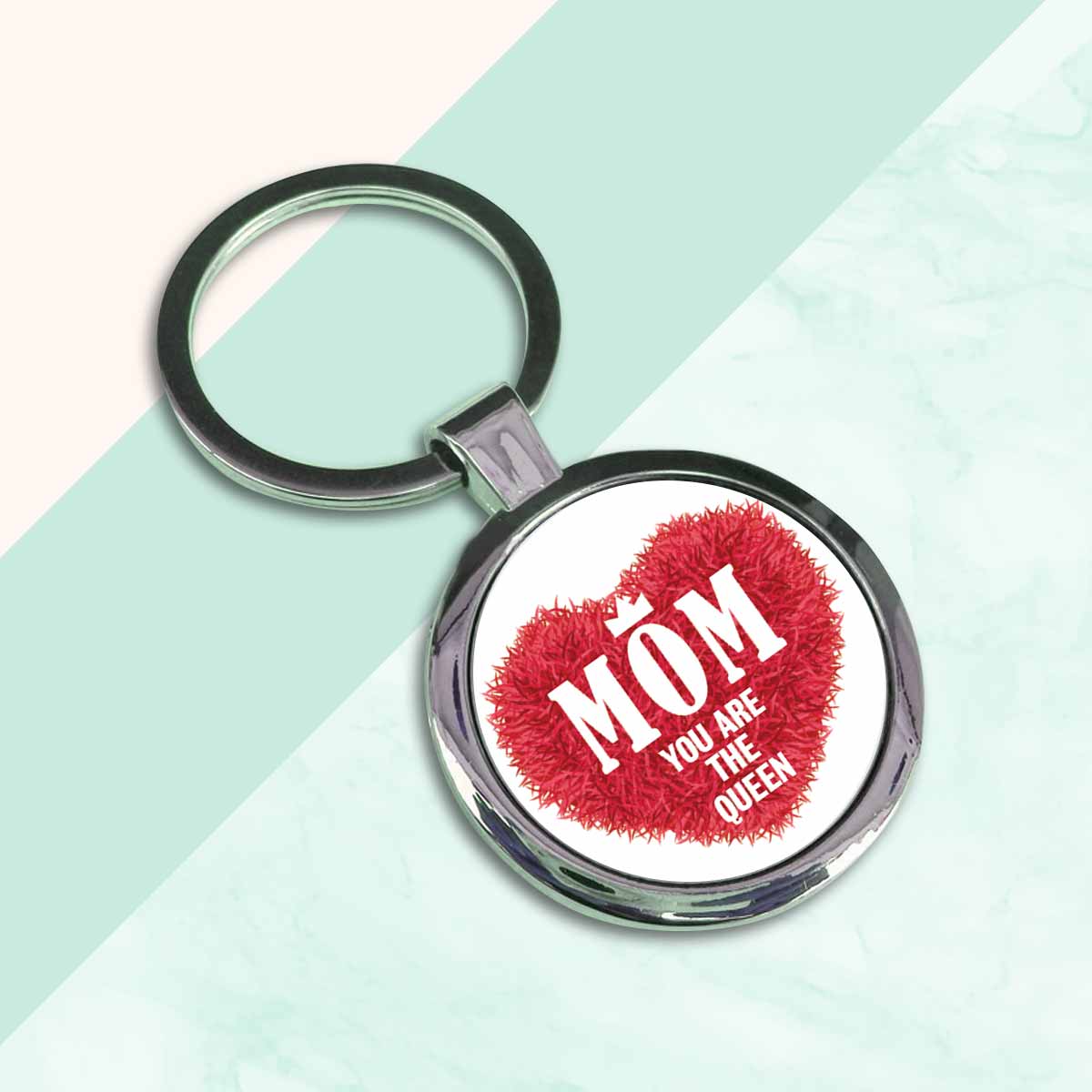 Mom The Queen Round Metal Keychain Gift For Mother's Day 6