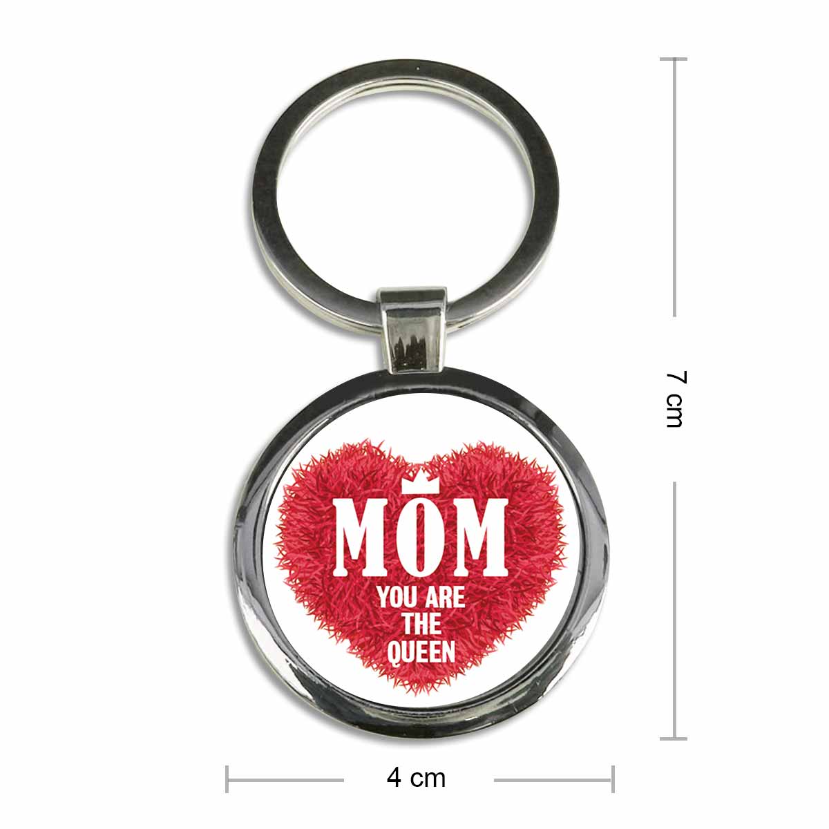 Mom The Queen Round Metal Keychain Gift For Mother's Day 2
