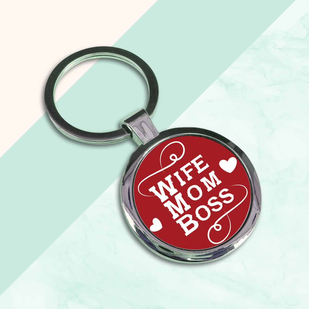 Wife Mom Boss Metal Keychain Gift For Mother's Day 2