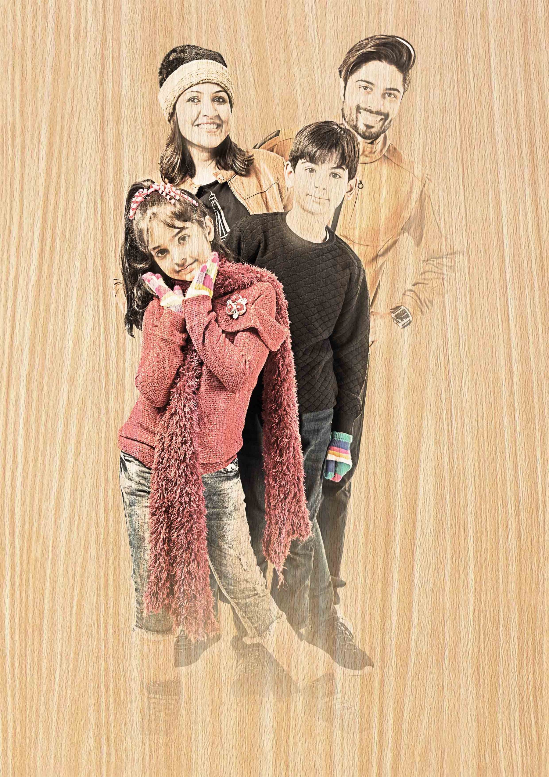 Personalised Wood Texture Painting Poster Family - Digital