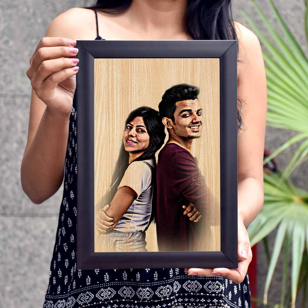 Personalised Wood Texture Print Poster Frame Couple