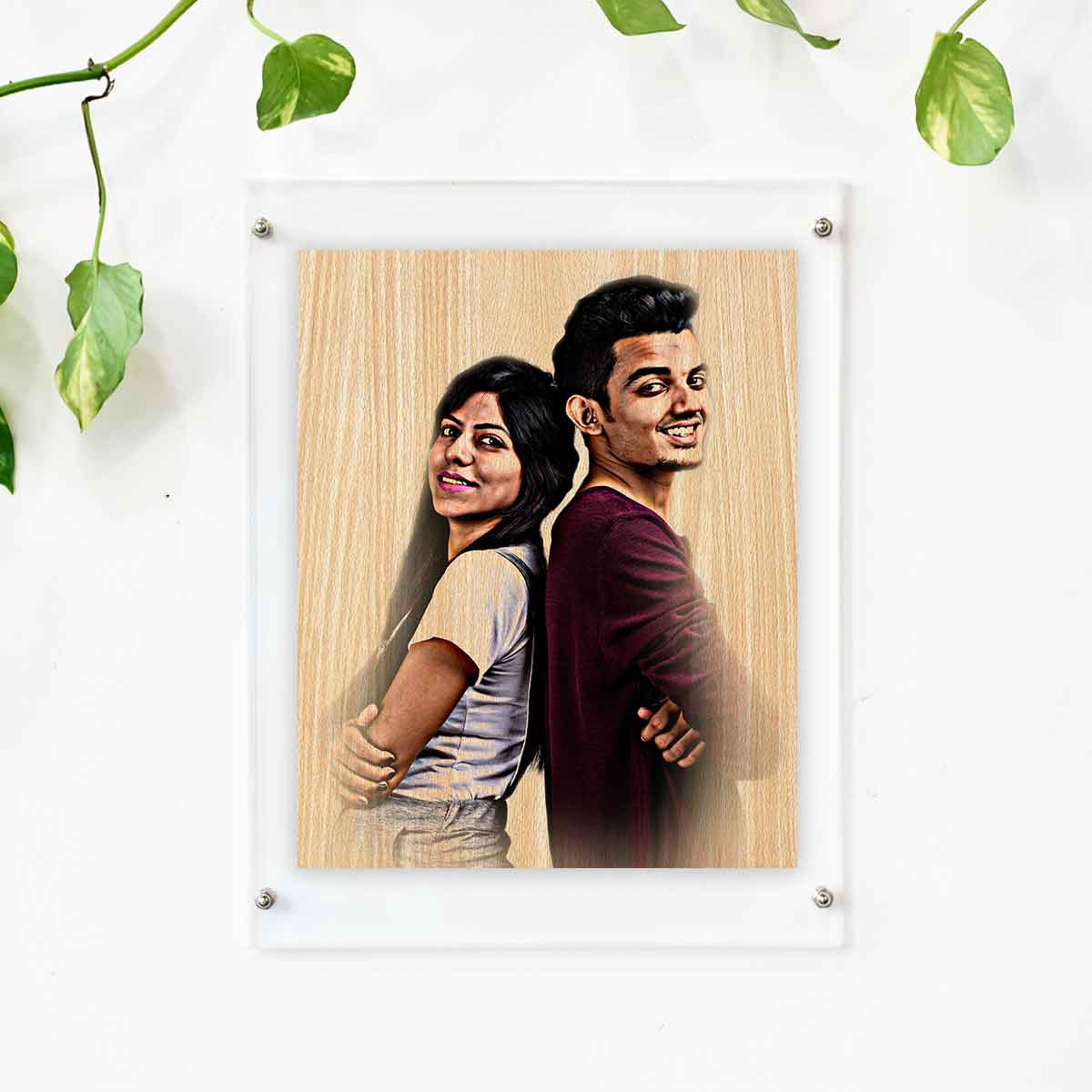 Personalised Wood Texture Print Poster Frame Couple