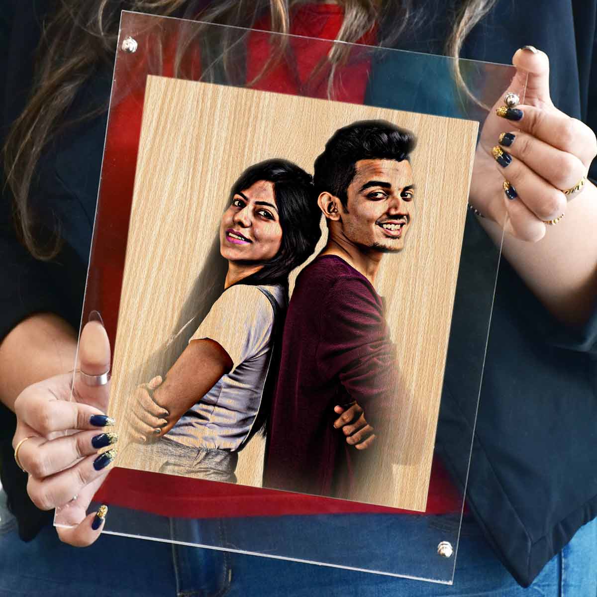 Personalised Wood Texture Print Poster Frame Couple