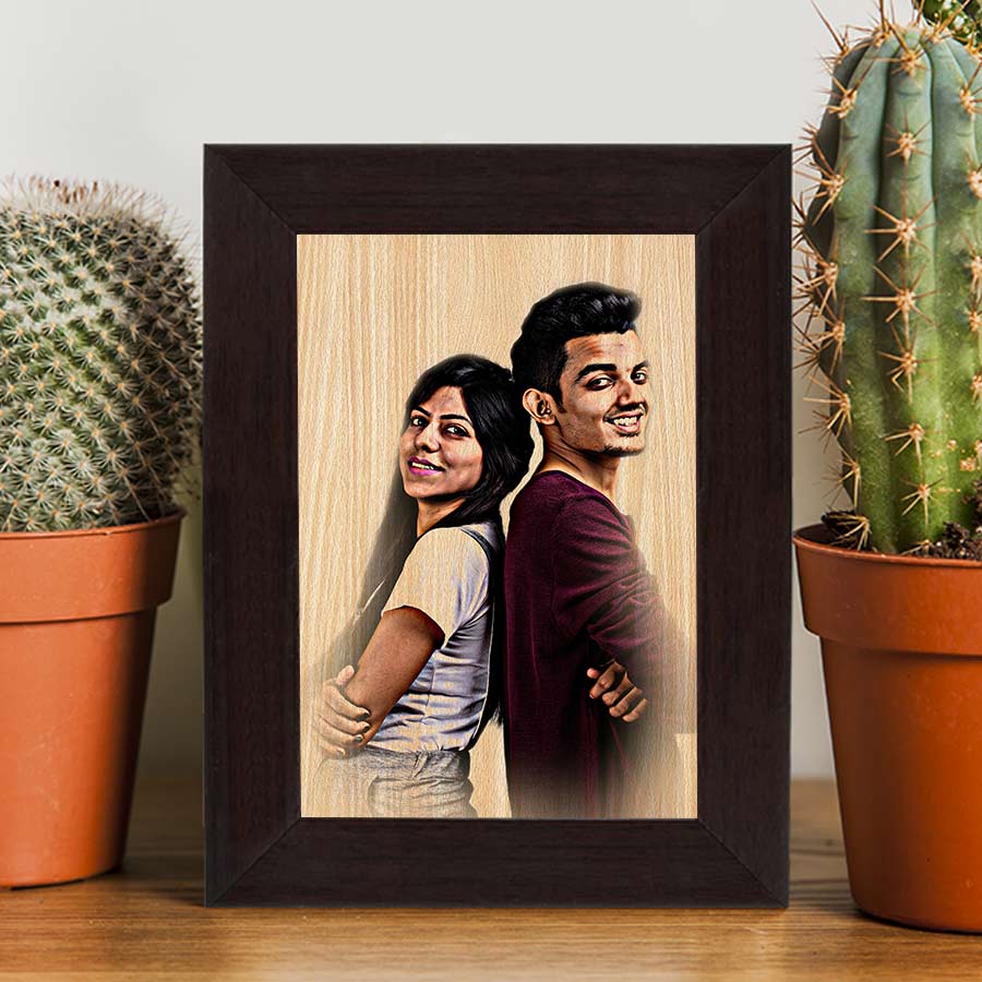 Personalised Wood Texture Print Poster Frame Couple