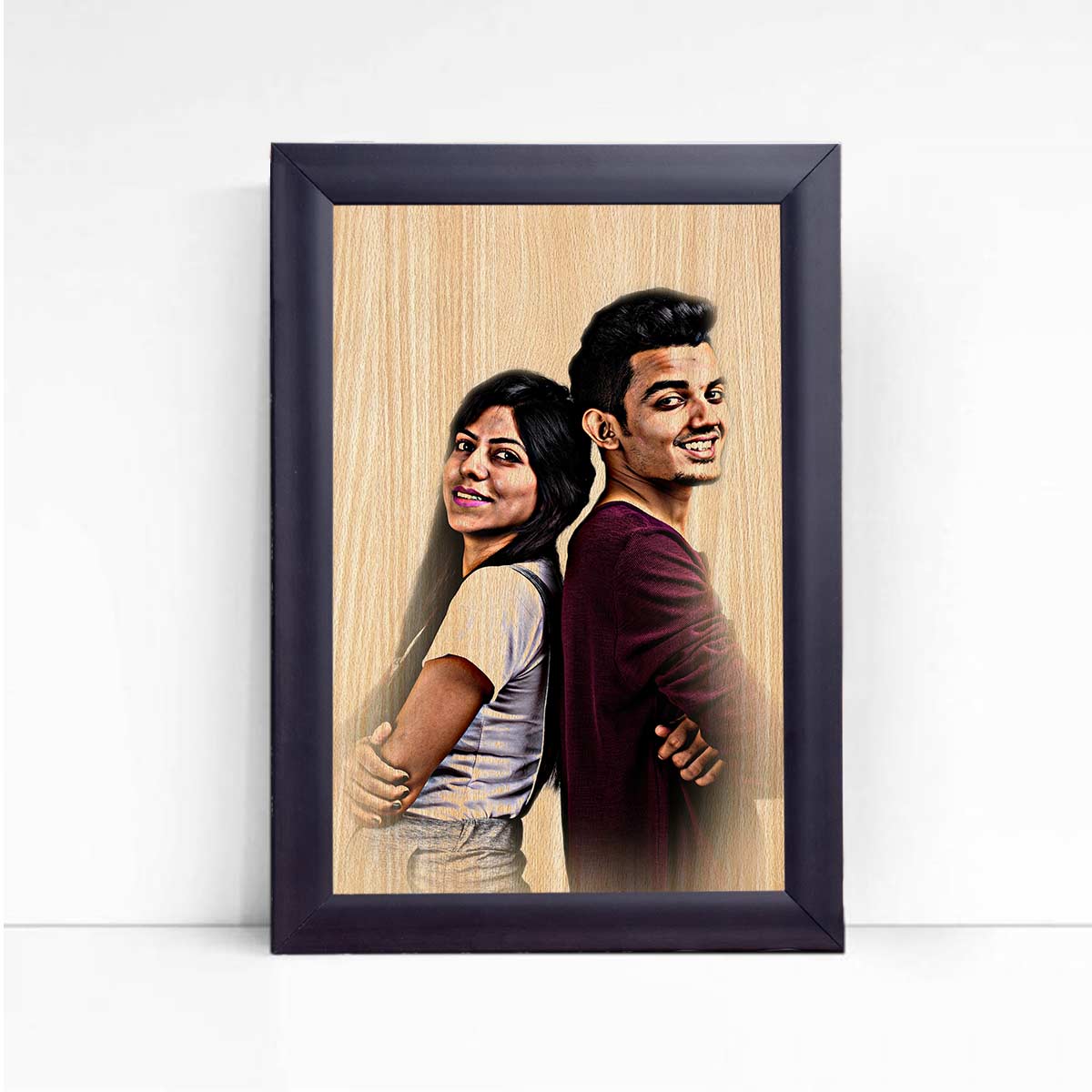 Personalised Wood Texture Print Poster Frame Couple