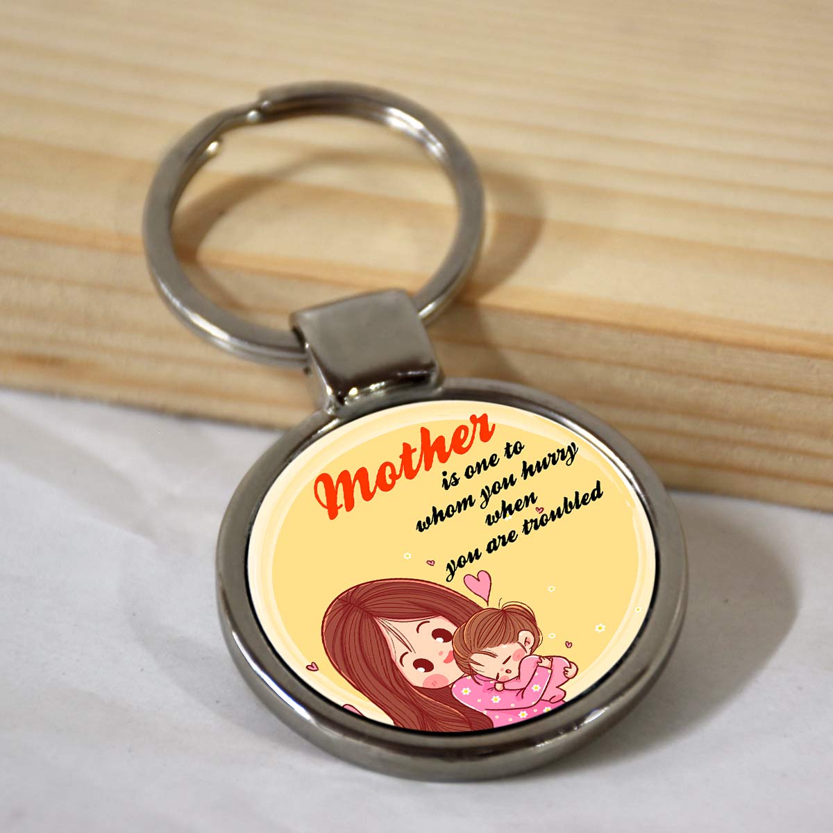 Mom is the one who Round Metal Keychain-1