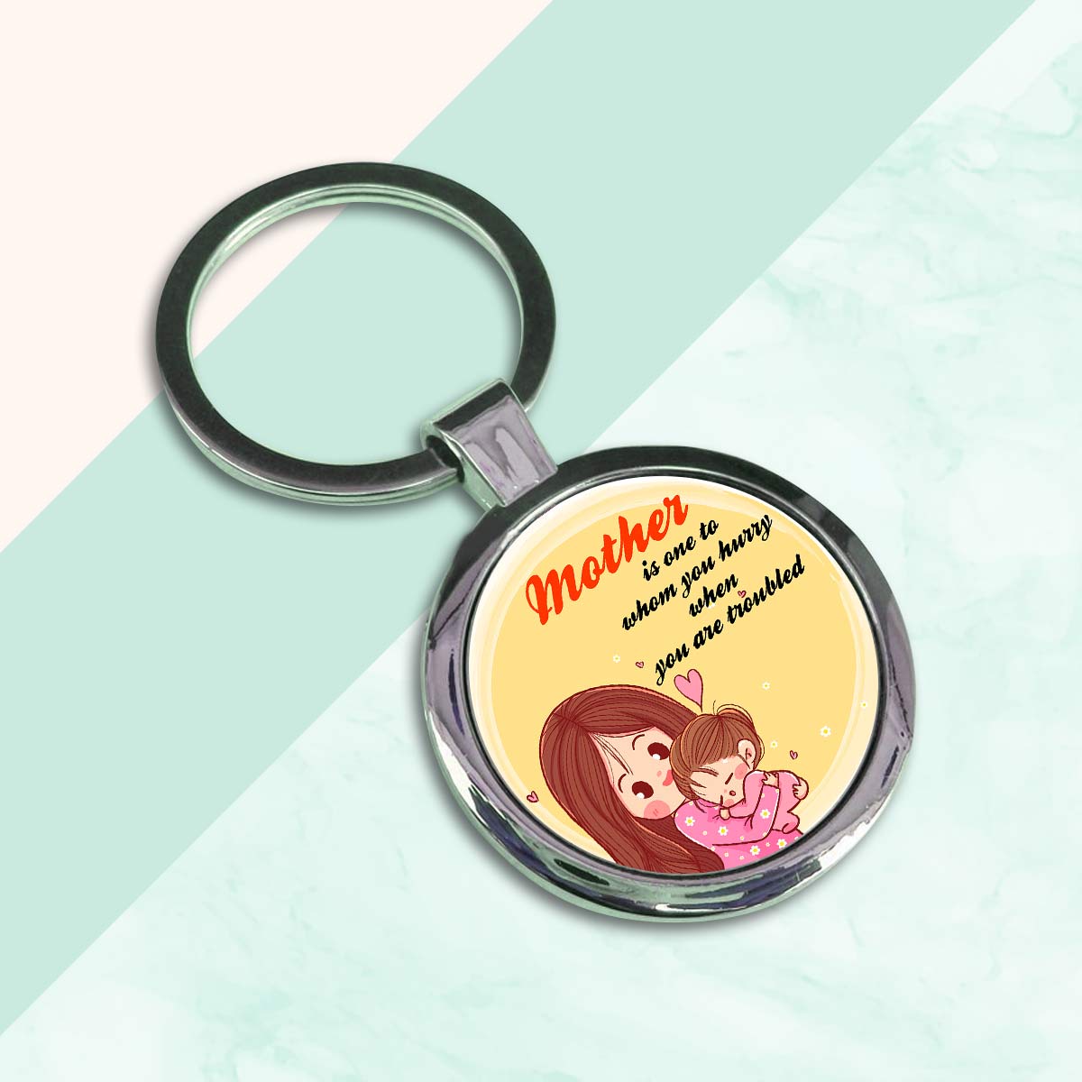 Mom Is The One Round Metal Keychain Gift For Mother's Day 2