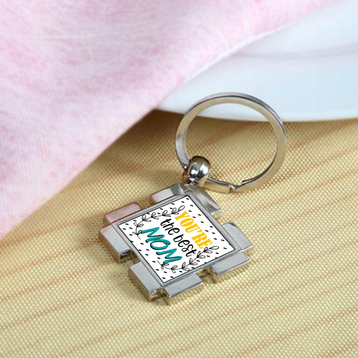 You are the Best Mom Square Metal Keychain-1