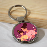 Mom With Daughter Round Metal Keychain Gift For Mother's Day 1