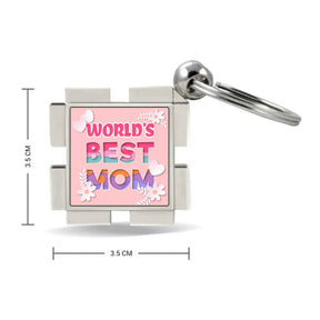 World's Best Mom Square Metal Keychain-3