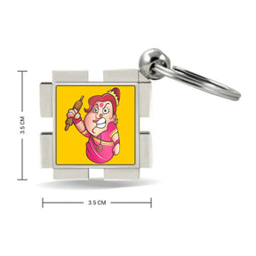 Angry Indian Mom Square Metal Keychain-3