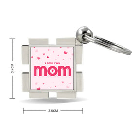 Love You Mom Square Metal Keychain-3