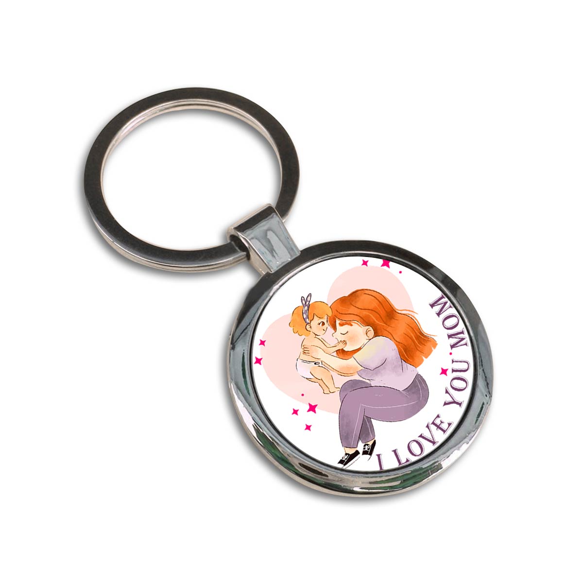 I Love You Mom Round Metal Keychain Gift For Mother's Day 3